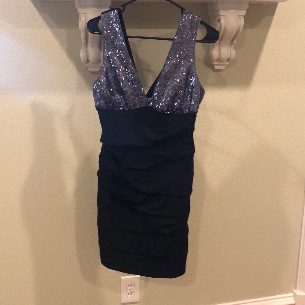 Black dress with grey sequins